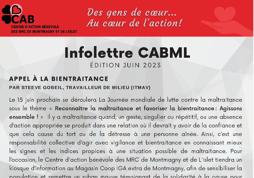 Infolettre CABML édition juin 2023