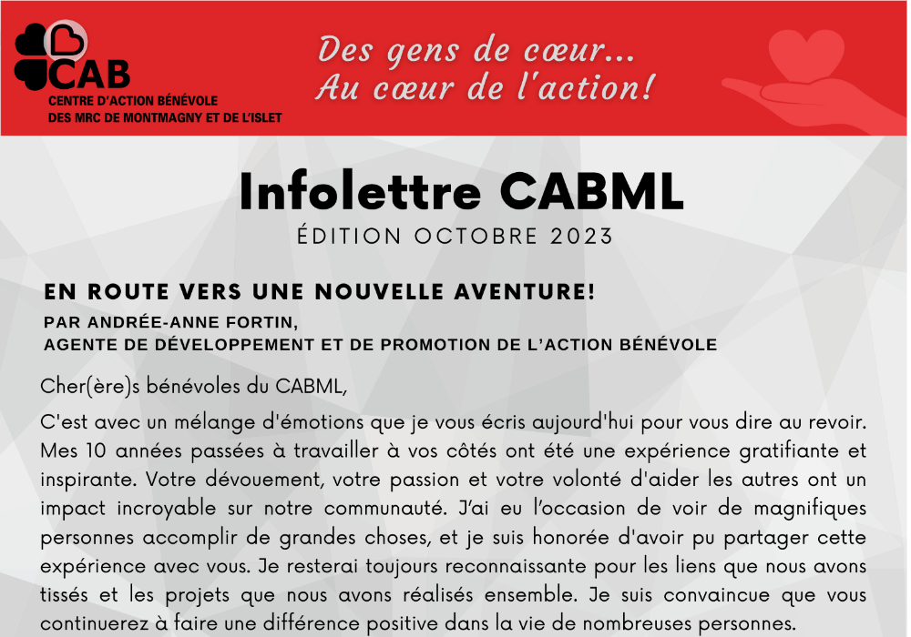 Infolettre CABML édition octobre 2023